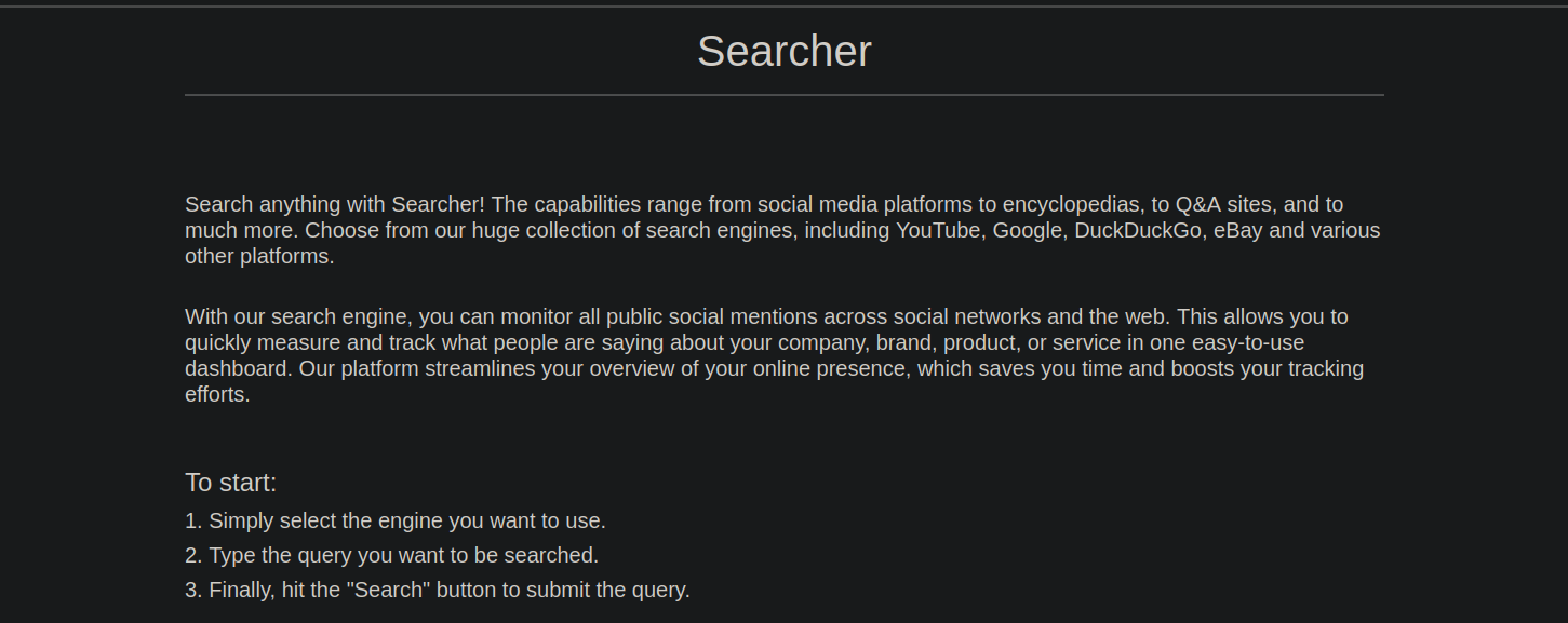 Searcher.htb website
