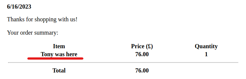 Invoice with modified title